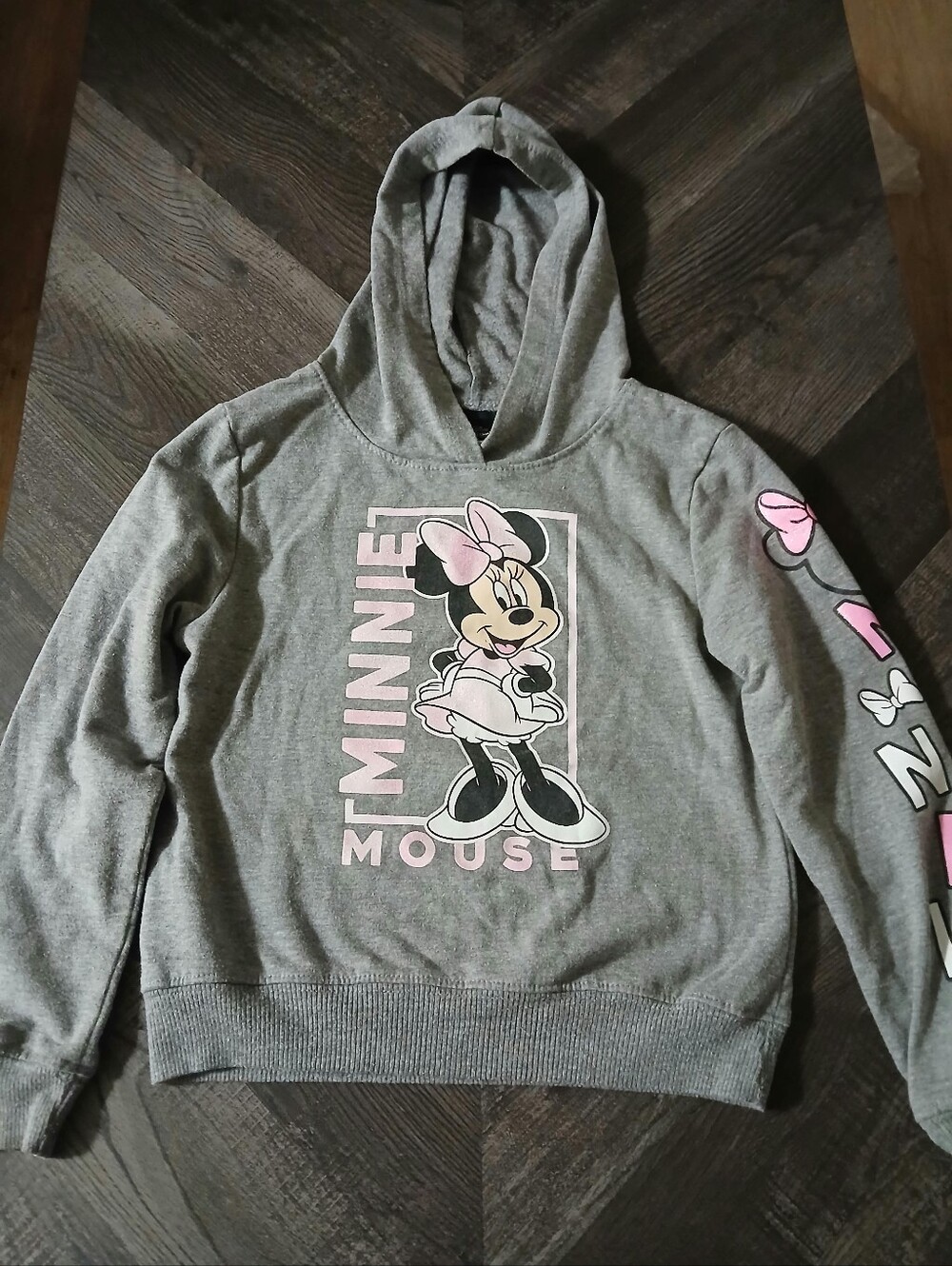 Minnie Mouse Graphic Crewneck Sweatshirt - Gray with Pink Accents